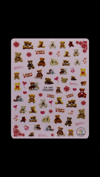 Teddy Bear Nail Stickers